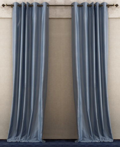 Calyz Blue Cotton Satin Curtain